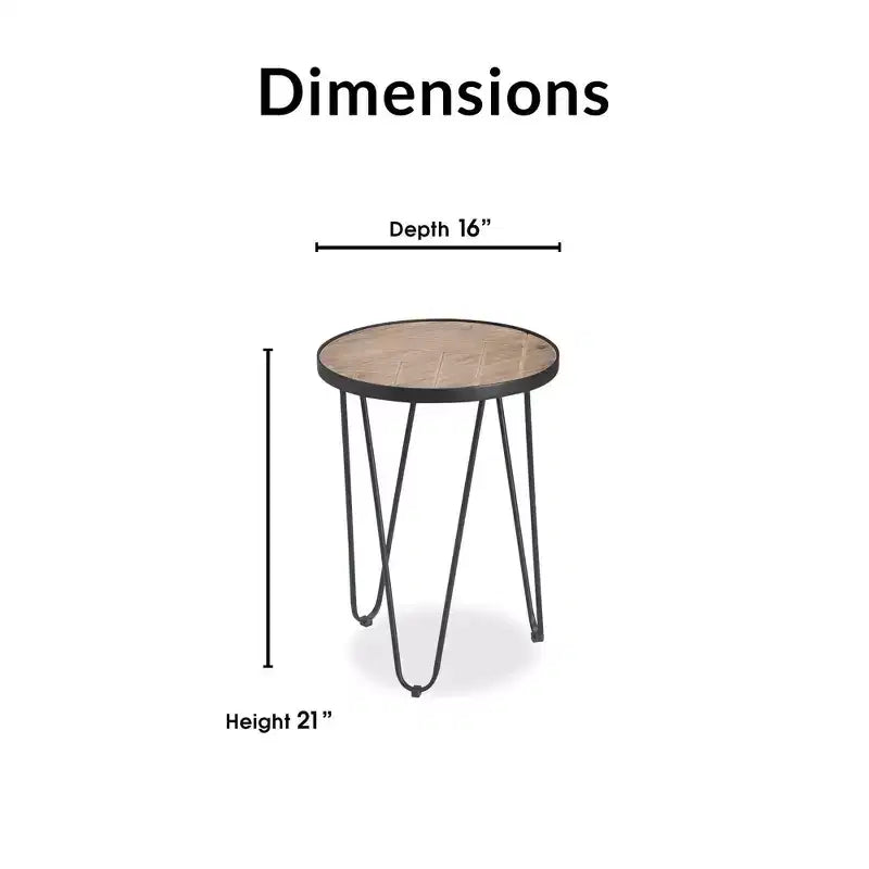 Farmhouse Round Side Table, Brown/Black