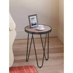 Table d'appoint ronde de ferme, brun/noir