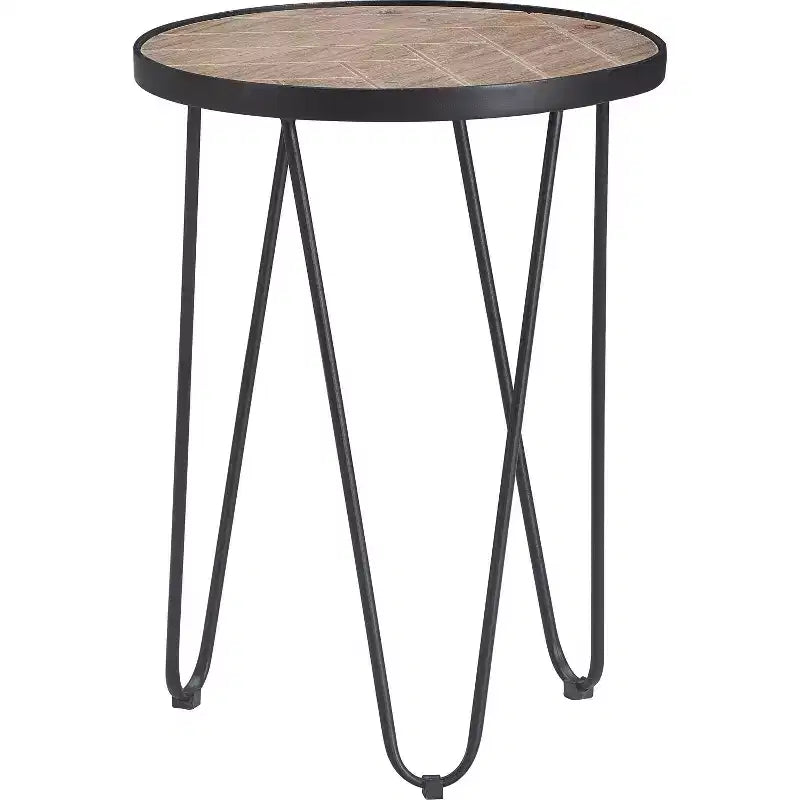 Farmhouse Round Side Table, Brown/Black