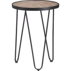 Table d'appoint ronde de ferme, brun/noir