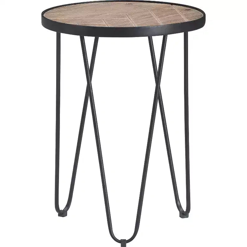 Farmhouse Round Side Table, Brown/Black