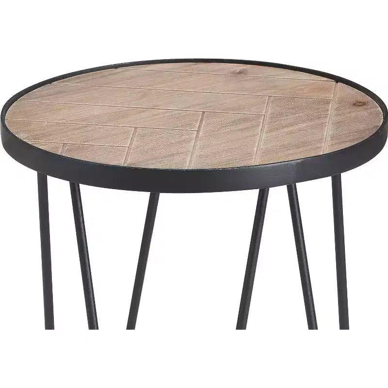 Farmhouse Round Side Table, Brown/Black