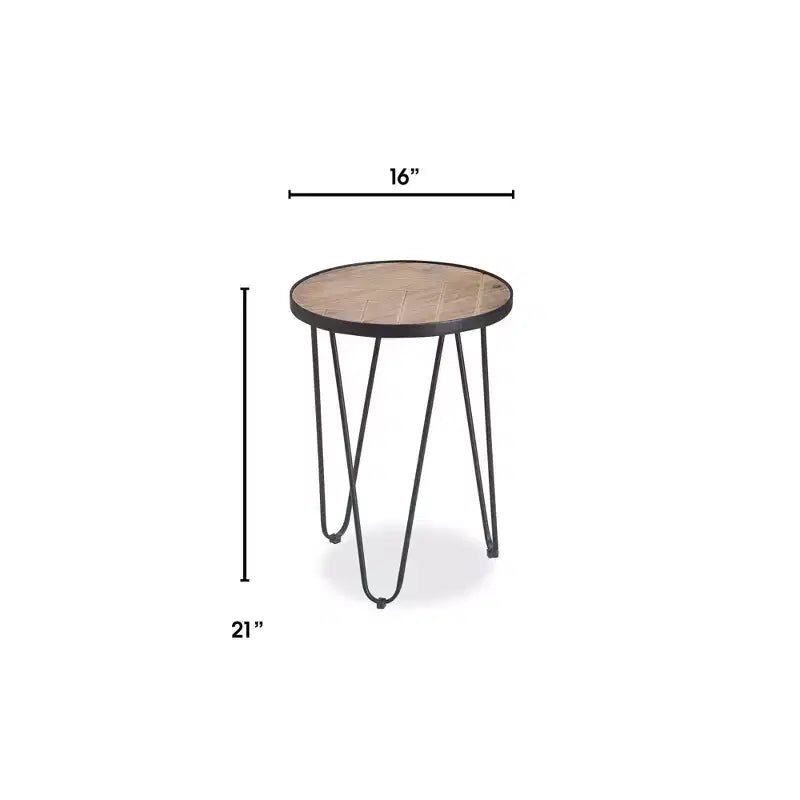 Farmhouse Round Side Table, Brown/Black