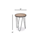 Table d'appoint ronde de ferme, brun/noir