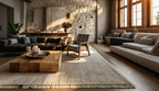 Fauteuil en bois d'époque en velours