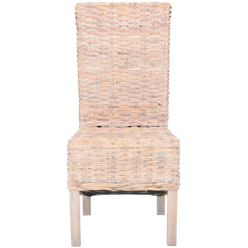 Lot de 2 chaises de salle à manger en osier naturel 48L x 56P x 104H cm, style bohème côtier