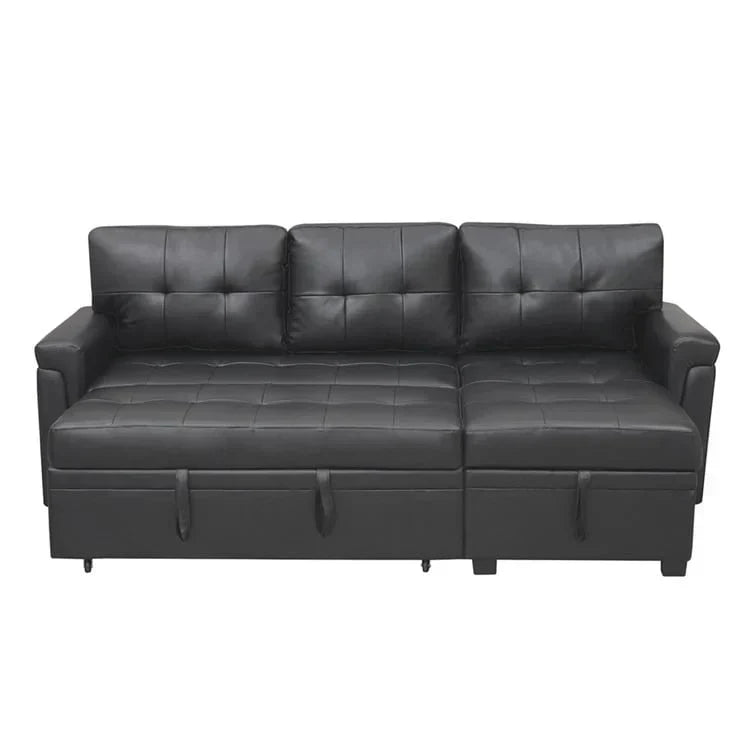 Canapé d'angle réversible convertible avec lit gigogne, méridienne de rangement et pieds durables