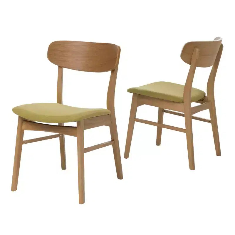 Set of 2 Mid-Century Modern Dining Chairs with Padded Seats