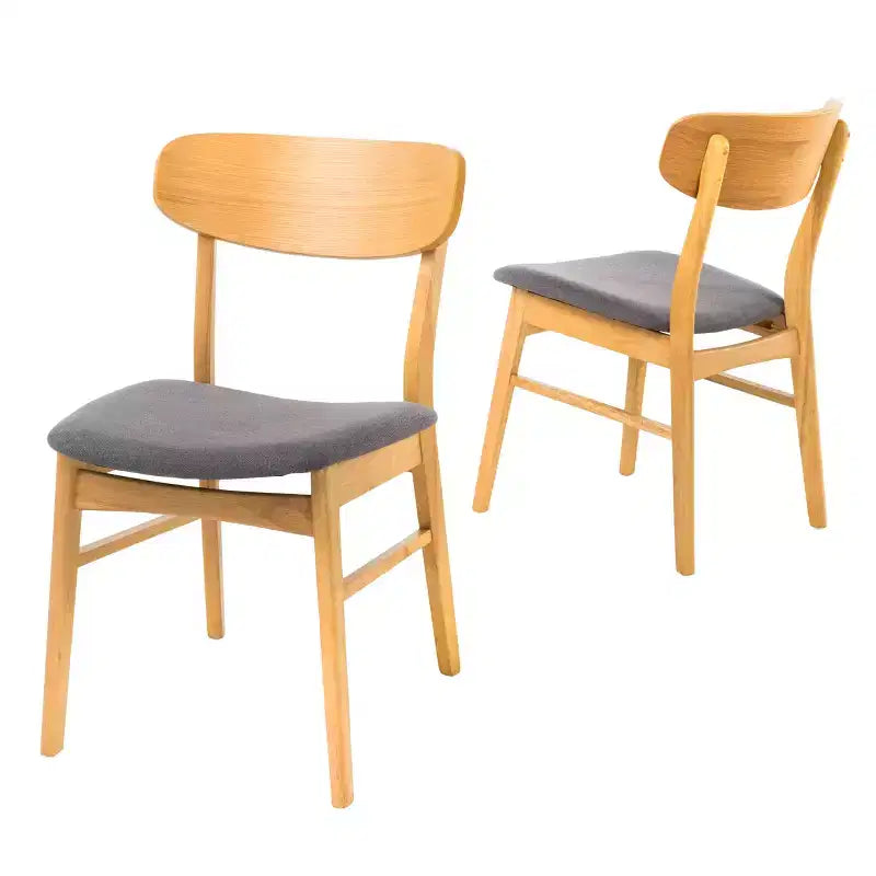 Set of 2 Mid-Century Modern Dining Chairs with Padded Seats