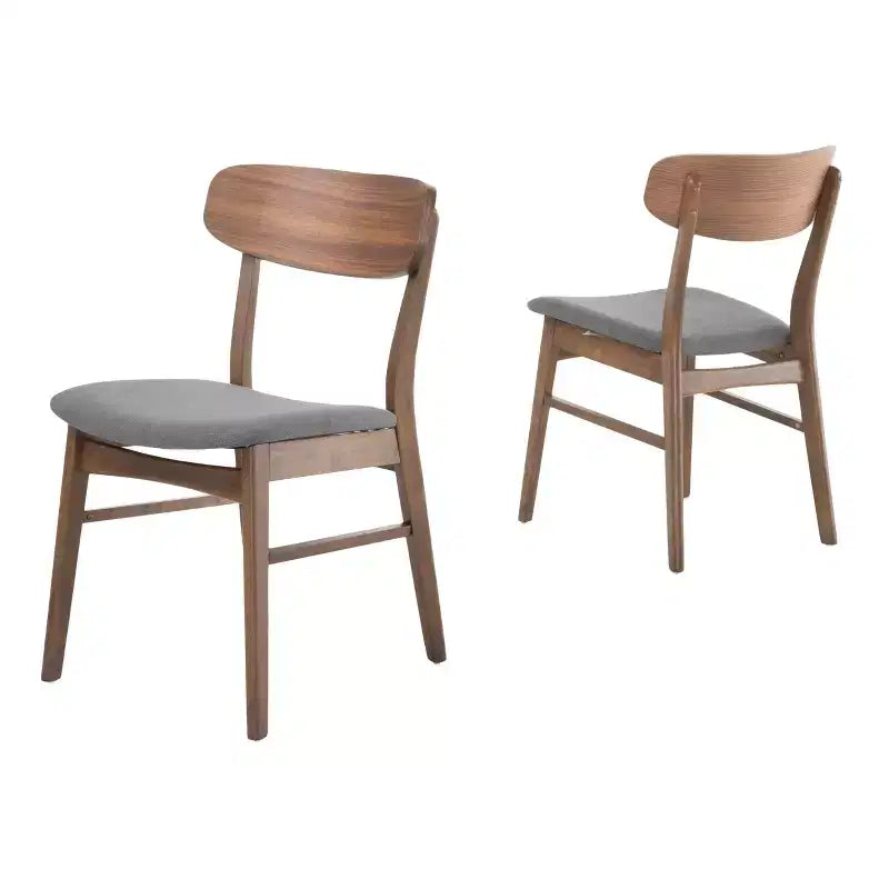 Set of 2 Mid-Century Modern Dining Chairs with Padded Seats