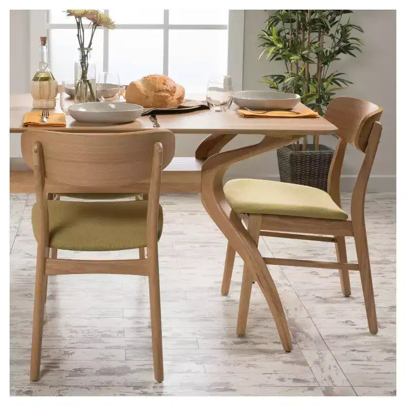 Set of 2 Mid-Century Modern Dining Chairs with Padded Seats