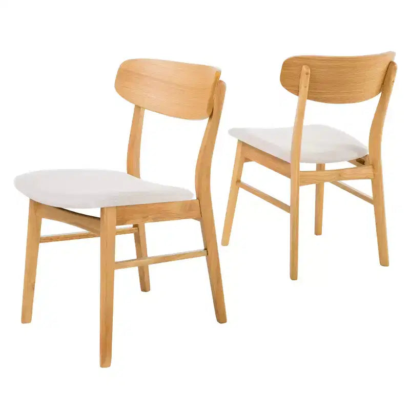 Set of 2 Mid-Century Modern Dining Chairs with Padded Seats