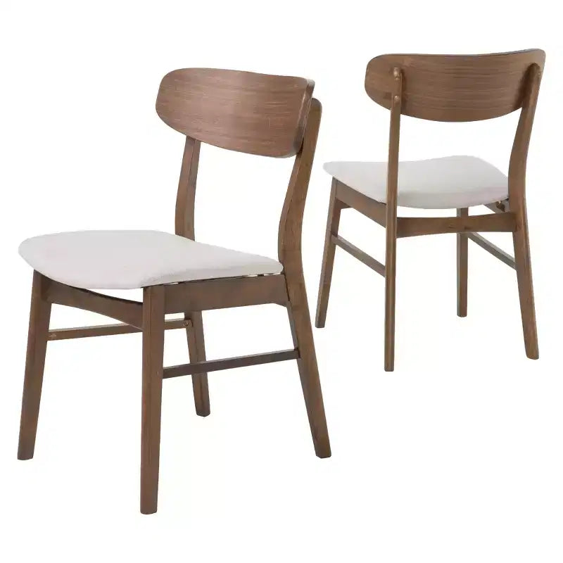Set of 2 Mid-Century Modern Dining Chairs with Padded Seats