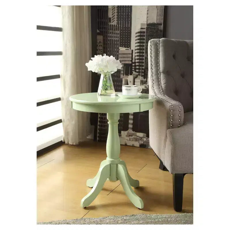 Round Cottage Style Pedestal Side Table Black