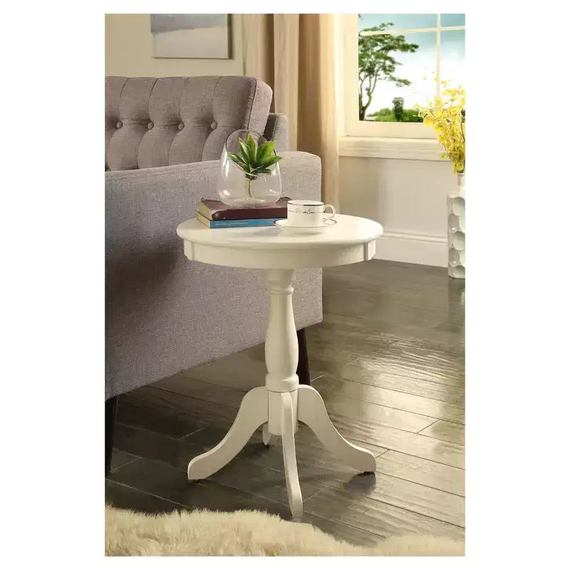 Round Cottage Style Pedestal Side Table Black