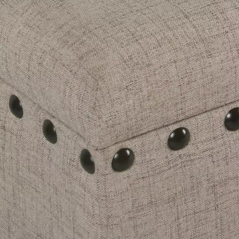 Large Storage Bench with Nailhead Trim, Linen Fabric