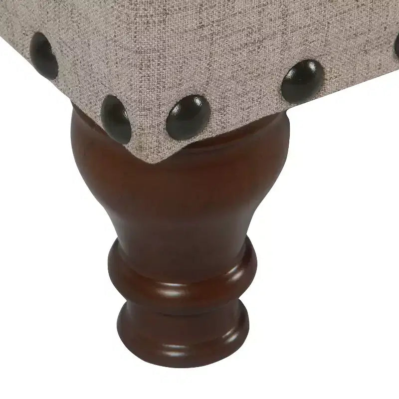 Large Storage Bench with Nailhead Trim, Linen Fabric