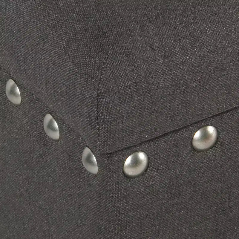Large Storage Bench with Nailhead Trim, Linen Fabric