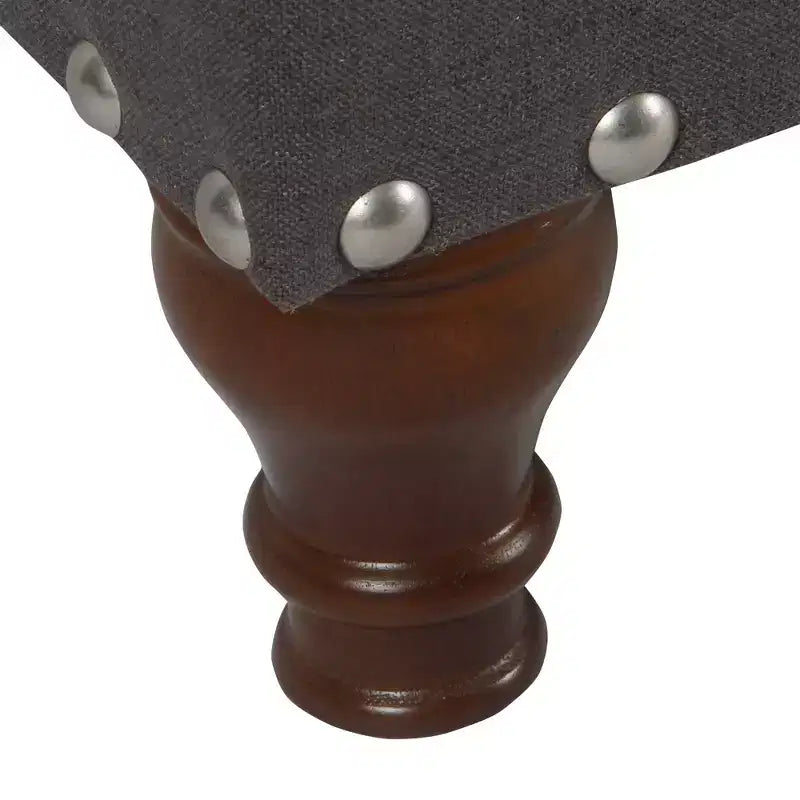 Large Storage Bench with Nailhead Trim, Linen Fabric