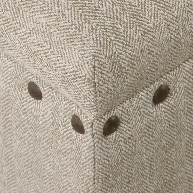 Large Storage Bench with Nailhead Trim, Linen Fabric