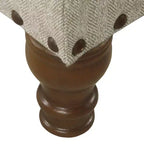 Grand banc de rangement avec clous décoratifs, tissu en lin