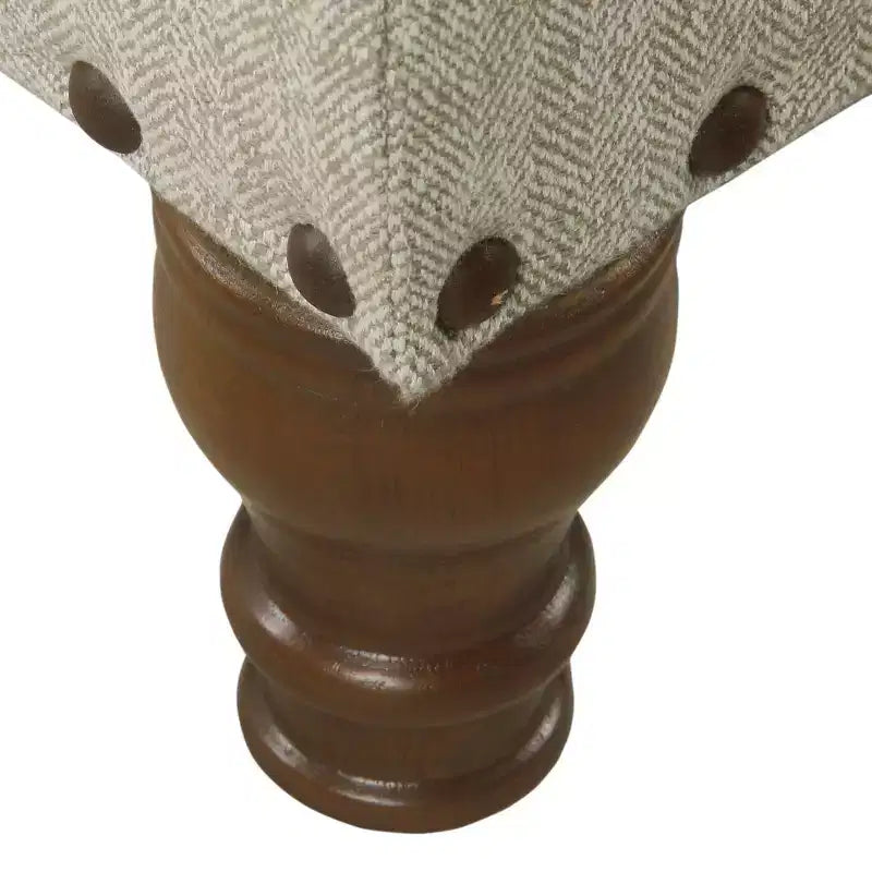 Large Storage Bench with Nailhead Trim, Linen Fabric