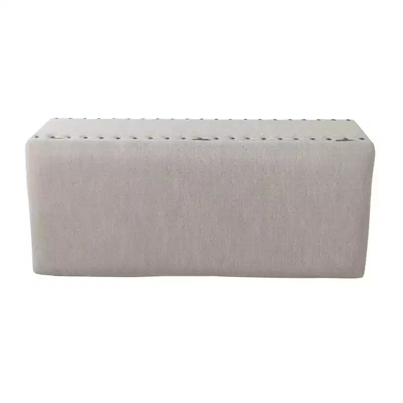 Large Storage Bench with Nailhead Trim, Linen Fabric