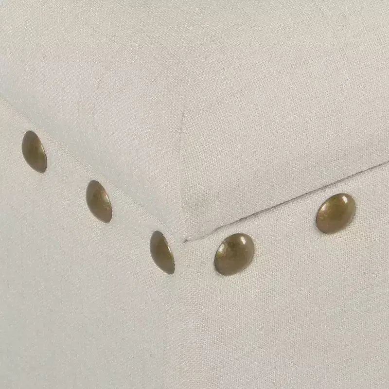 Large Storage Bench with Nailhead Trim, Linen Fabric