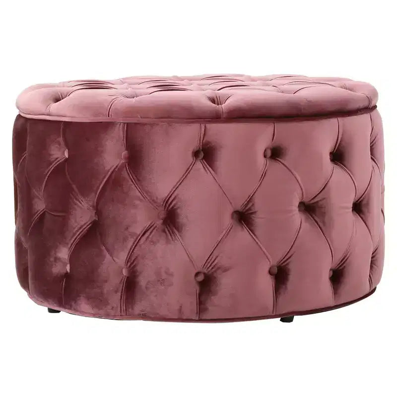 Round Velvet Diamond Tufted Ottoman
