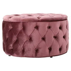 Pouf rond en velours capitonné diamants