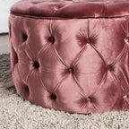 Pouf rond en velours capitonné diamants
