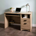 Bureau d'ordinateur en bois avec tiroirs et tablette coulissante pour clavier