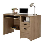 Bureau d'ordinateur en bois avec tiroirs et tablette coulissante pour clavier