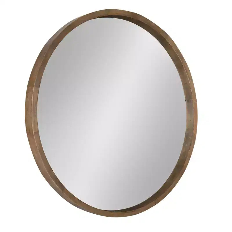 Round Decorative Wood Frame Wall Mirror, 30"