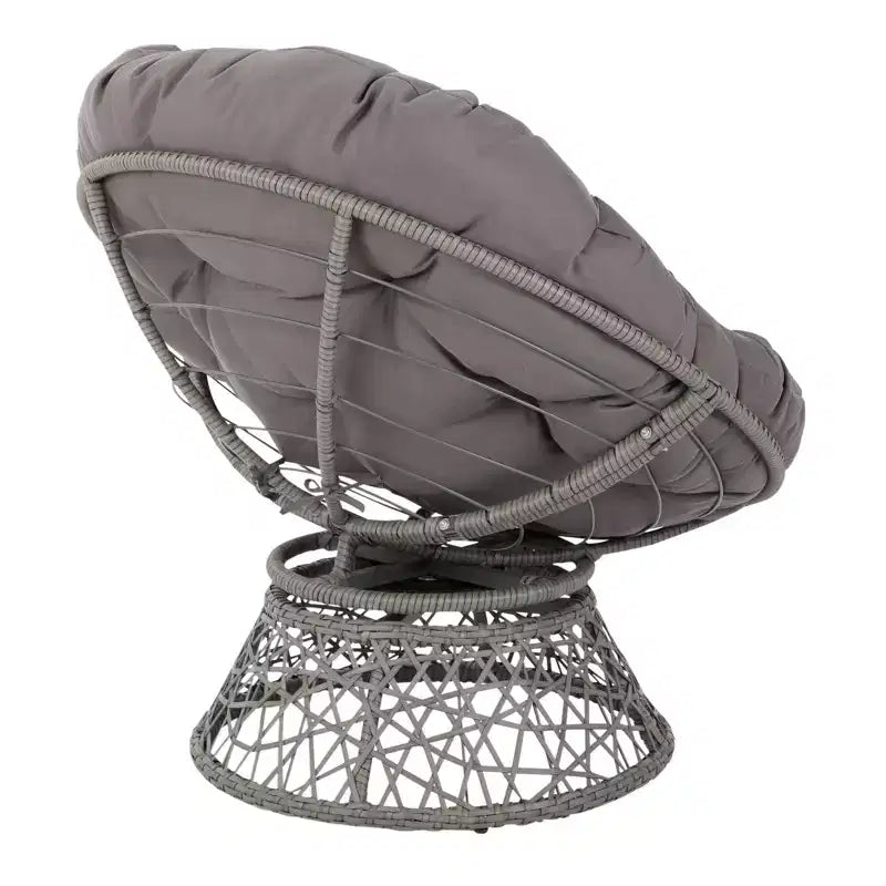 Papasan Chair with Dacron Cushion – 360 Swivel, Resin Wicker Frame