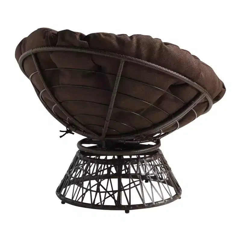 Papasan Chair with Dacron Cushion – 360 Swivel, Resin Wicker Frame