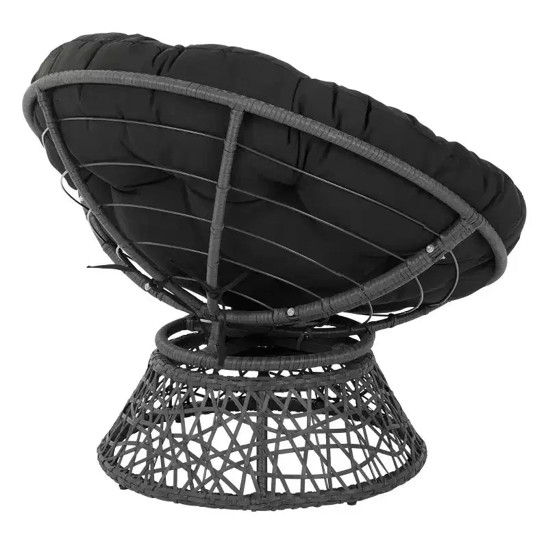 Papasan Chair with Dacron Cushion – 360 Swivel, Resin Wicker Frame