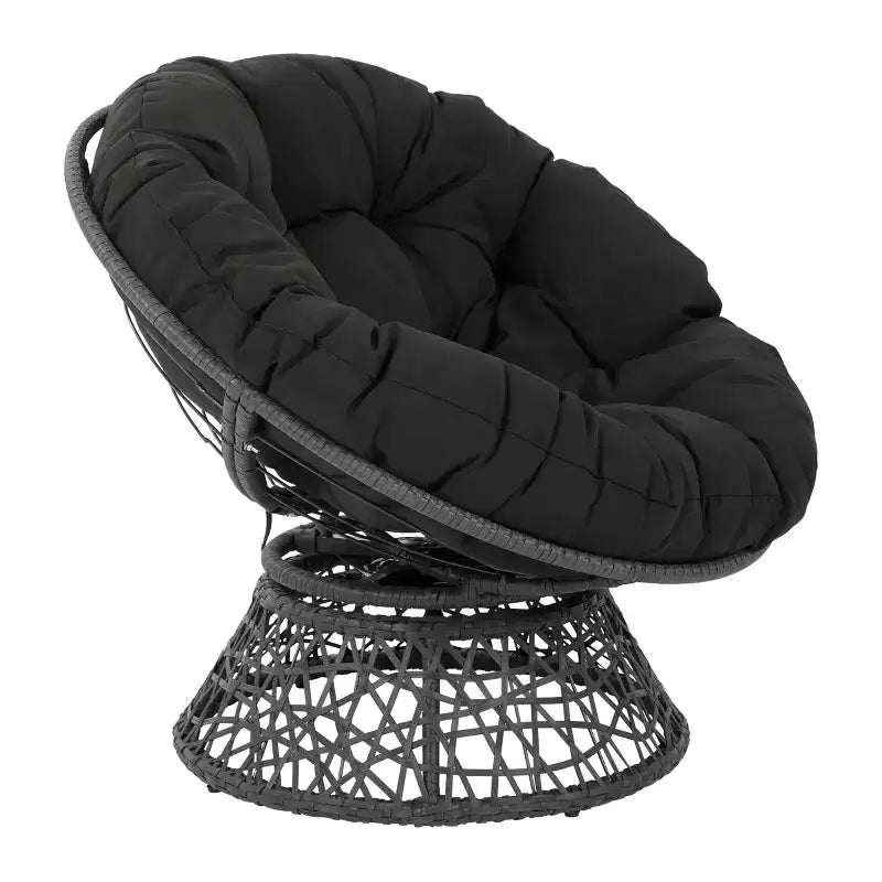 Papasan Chair with Dacron Cushion – 360 Swivel, Resin Wicker Frame
