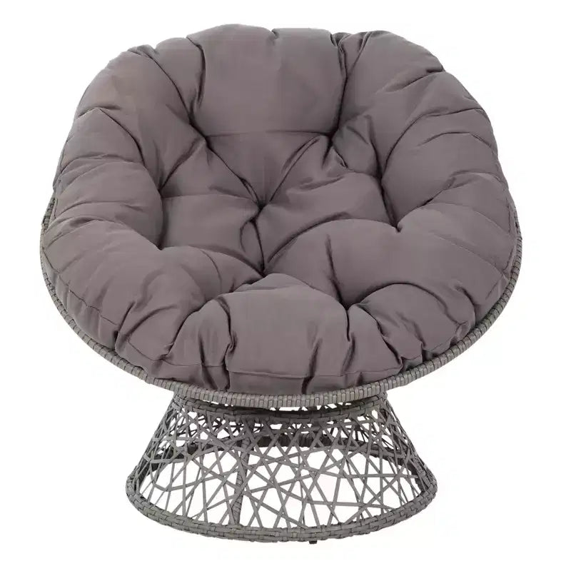 Papasan Chair with Dacron Cushion – 360 Swivel, Resin Wicker Frame