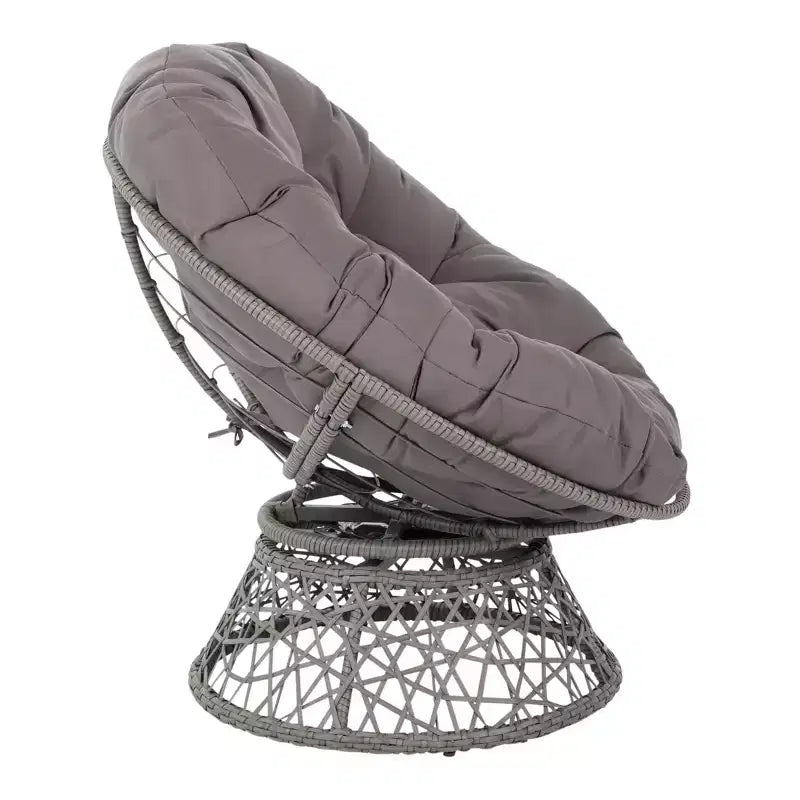 Papasan Chair with Dacron Cushion – 360 Swivel, Resin Wicker Frame