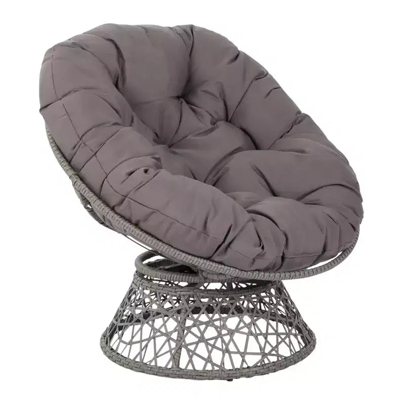 Papasan Chair with Dacron Cushion – 360 Swivel, Resin Wicker Frame