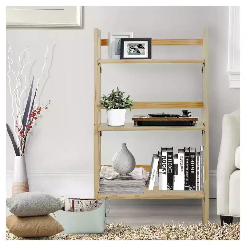 37" Folding 3-Shelf Bookcase