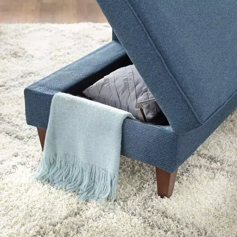 Storage Chaise Lounge with Hidden Compartment, Gray Linen