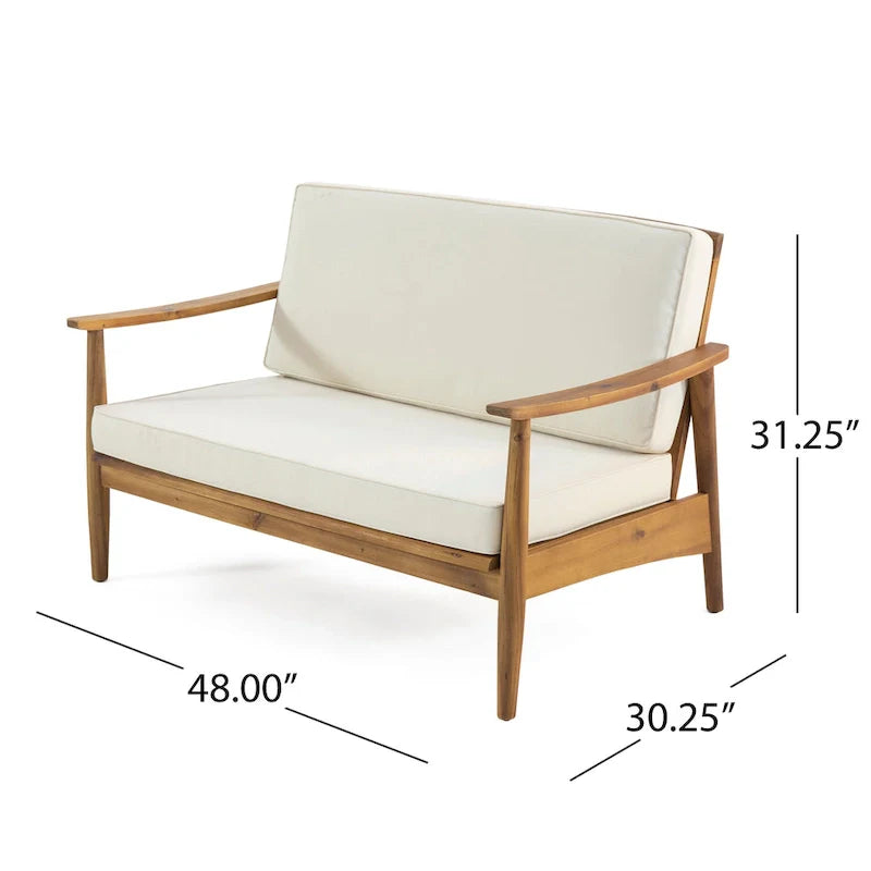 Ensemble de conversation d'extérieur 4 places en bois d'acacia Willowbrook par Christopher Knight Home