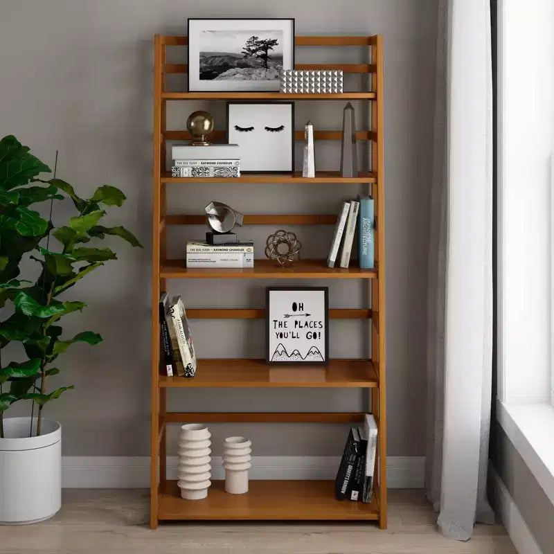 63"x30" Farmhouse Ladder Shelf Bookcase