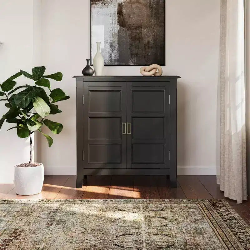 Low Storage Cabinet with 2 Doors and Adjustable Shelves