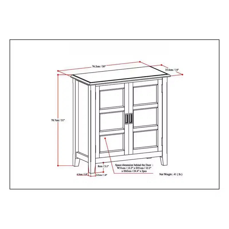 Low Storage Cabinet with 2 Doors and Adjustable Shelves