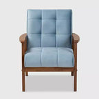 Fauteuil en bois d'époque en velours