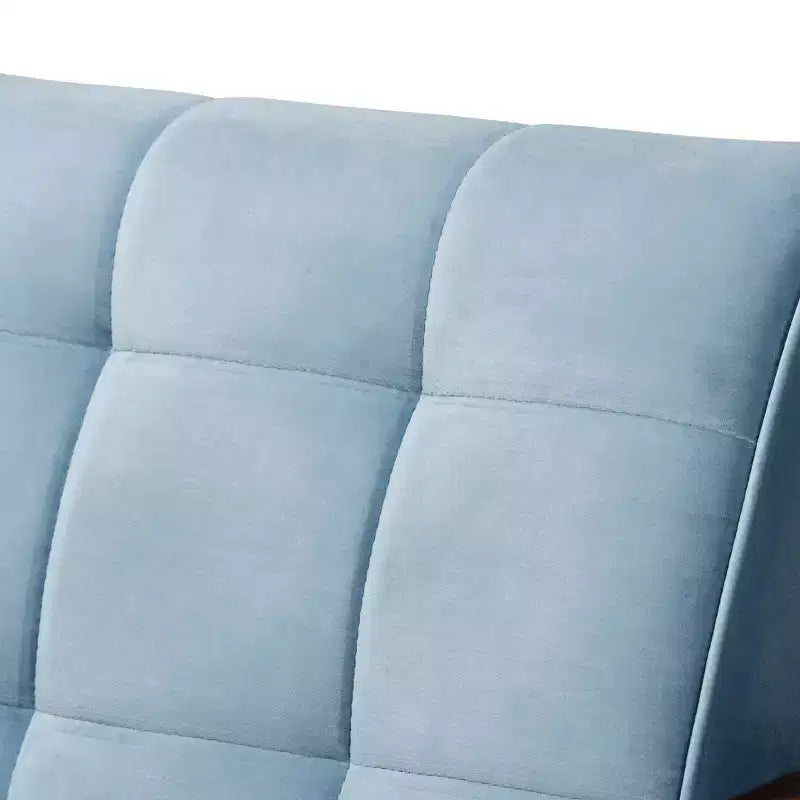 Velvet Upholstered Mid-Century Wood Armchair