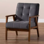 Fauteuil en bois d'époque en velours